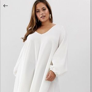 ASOS design curve textures white mini vneck dress